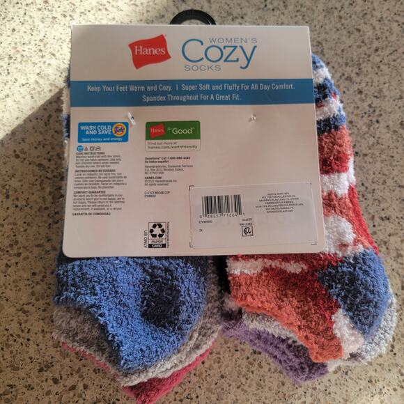 Hanes Womens Cozy Fuzzy No Show Super Soft Slipper Socks MultiColor✨️6pr✨️NEW - Picture 3 of 8
